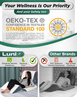 Lunix 4pcs Orthopedic Bed Wedge Pillow Set, Post Surgery Memory Foam for Back, Knee, Leg Pain Relief, Sitting Pillow for Sleeping, Acid Reflux, GERD, with Hot Cold Pack, FSA HSA Eligible, White Navy