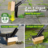 Walensee 66.5in Adjustable 3-in-1 Crack Weeder & Moss Remover Brush Tool