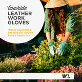 Wells Lamont Women's Hybrid Work/Gardening Gloves | Water-Resistant HydraHyde Leather | Large (3204L)