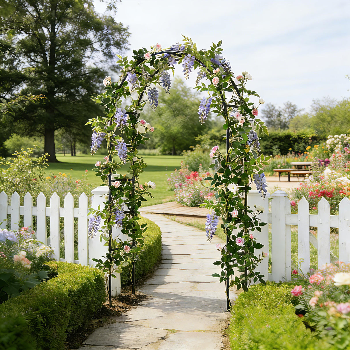 SCENDOR Iron Pergola Arbor Practical, 7.9 Feet High x 4.6 Feet Wide, Assemble Easily for Various Climbing Plant Wedding Garden Arch Bridal Party Decoration Wide Arbor