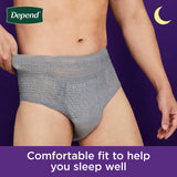 Depend Night Defense Adult Diapers, Incontinence Underwear for Men, Disposable, Overnight, Large, Grey, 22 Count, Packaging May Vary
