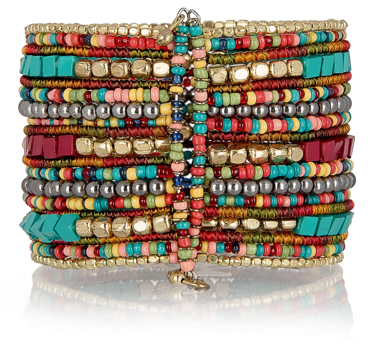 SPUNKYsoul Boho Cuff Bracelets, Women Adjustable Stackable Beaded Accessory