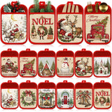 Jingmore 12 Pcs Christmas Pot Holders with Pocket Xmas Retro Pot Holders for Kitchen Winter Hot Pads Oven Mitts Cookie Bag Cute Heat Resistant Farmhouse Oven Gloves Baking Cooking