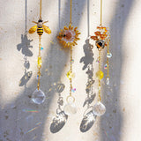 3 Pack Crystal Bee Honeycomb Suncatcher Hanging Window Garden Decor