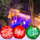 Jetec 4 Pcs 32 Inch Giant Inflatable Christmas Ball Large Xmas Inflatable Ornaments PVC Outdoor Holiday Blow Ball Outside Yard Lawn Porch Decorations(Mixed Red Green,Classic)