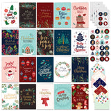 Decorably 100 Pack Foiled and Glittery 6x4in Christmas Cards with Envelopes Bulk and Stickers, 20 Festive Designs Bulk Christmas Cards with Envelopes, with Printed Message Inside