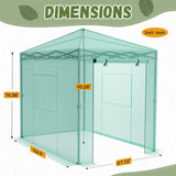 Devoko Walk-in Greenhouse, Instant Pop Up Green House for Outdoors with Zippered Door and 2 Roll-up Windows, PE Cover, Portable and Easy Assemble (Green, 8x6 Feet)