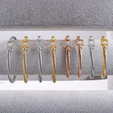 HX SHARE Twisted Cable Bracelet Stylish Fine Stainless Steel Cable Cuff Bracelet with Hook Clasp Bracelets Jewelry for Women 18K Gold （7.6"）