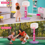 Basketball Hoop Indoor Outdoor Toys for Toddlers 1-3, Kids Basketball Hoop with 3 Balls, Adjustable Mini Basketball Goal, Christmas Birthday Sports Toys Gift for Baby Boys Girls Age 1 and Up