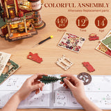 ROKR 3D Puzzle for Adults Christmas Style Dream Gift Factory Wooden Model Kit Luminous Factory DIY Dollhouse Kit Building with Music, Lights and 5 Elves for Adults