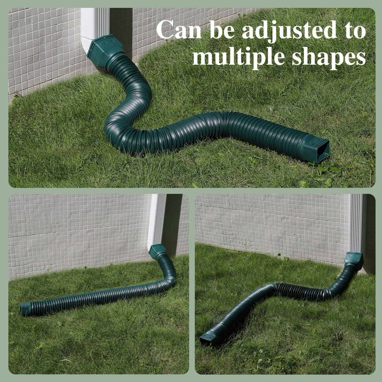 Gutterlix 2 Pack Flexible Gutter Downspout Extensions Extendable from 21" to 67", Downspout Extender Comes with Adapters, Thickened Down spout Drain Extension for Rainwater Drainage(Green)