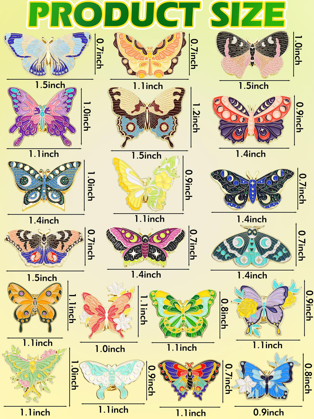 Hanaive 20 Pieces Butterfly Pins for Backpack Butterfly Brooches Cute Cool Horror Lapel Pins for Hats Clothes Decoration Gift