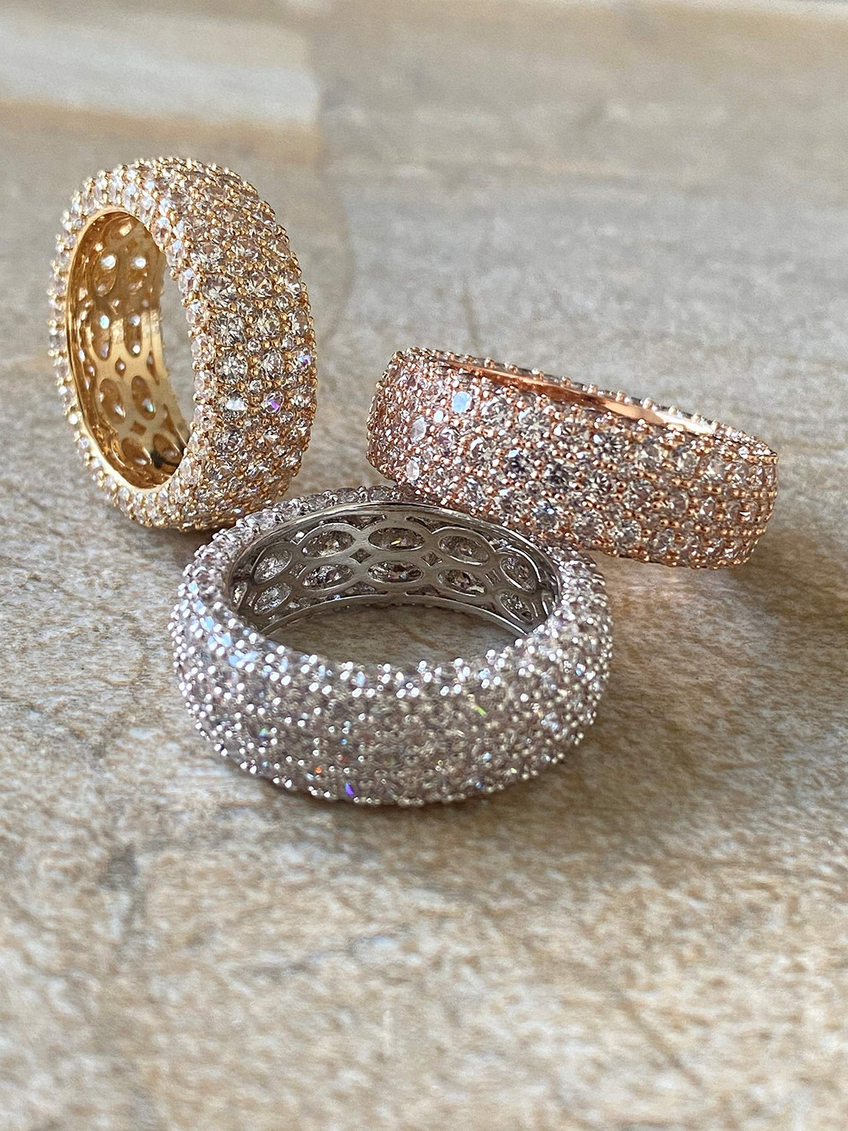 Barzel 18k Gold Plated Wide Wedding Band Cubic Zirconia Eternity Ring for Women (Gold, 9)