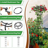 Mushroom Obelisk Trellis for Climbing Plants Outdoor 65", Adjustable Weatherproof Garden Umbrella Plant Trellis Support for Rose, Clematis, Cucumber, Pole Beans, Potted Plants, Yard Patio, 1 Pack