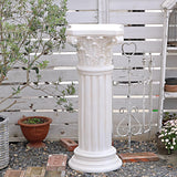 VISIBLE Decorative Roman Column Pedestal, Black Bronze, MGO Cement with Fiber, Classical Garden Pillar, Indoor Outdoor Decor (White, 33.5IN)