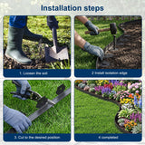 Landscape Edging Border Kit Includes 40 ft of Lawn Edging and 40 Spikes. This Garden Plastic Edging Border is Perfect for Landscaping, Flower Gardens, and lawns. (Black-40ft)