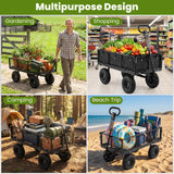 Goplus 880lbs Heavy Duty Garden Cart, Metal Utility Wagon Cart with Removable Oxford Cloth Liner & Mesh Sides, 10" Pneumatic Tires, 180° Rotating Handle for Yard, Lawn