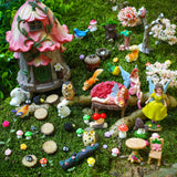 HIYZI 93 Pcs Fairy Garden House Resin Accessories Fairy Elves Kit Miniature Fairy Figurines Ornaments Animals Decor Outdoor for DIY Dollhouse