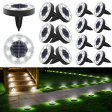 Joomer 16 Pack Solar Ground Lights, 2-in-1 Solar Lights Outdoor Waterproof Solar Powered Disc Light Landscape Garden Lighting Light for Patio Pathway Lawn Yard Driveway Walkway Deck Step(White)