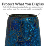 Sunnydaze Glass Gazing Ball Stand for Gazing Globes - Outdoor Mosaic Sphere Holder & Pedestal for Backyard or Patio Decoration - Deep Ocean Swirl