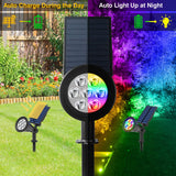 T-SUN Solar Spotlights for Outsides, Christmas Solar Lights Outdoor Waterproof, Color Changing Solar Landscape Spotlights, Auto ON/Off Solar Garden Pond Light for Yard, Trees, Driveway, Patio(4 Pack)