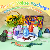 Impossmaker 12PCS 3D Printed Dragon Eggs with Dragon Inside, Cool Stuff Christmas Fun Gifts, Mini Dragon Egg Set Articulated Crystal Fidget Toy for Adults Teens Boy Gifts Easter Basket Stuffers