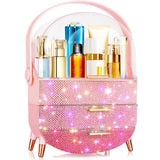 Bling Makeup Organizer for Teen Girl Gift,Hollywood Vanity Makeup Storage Box for Girl Birthday Gift,Practical Gift for Daughter,Bathroom Organizer,Skincare Organizer (Triple Pink)