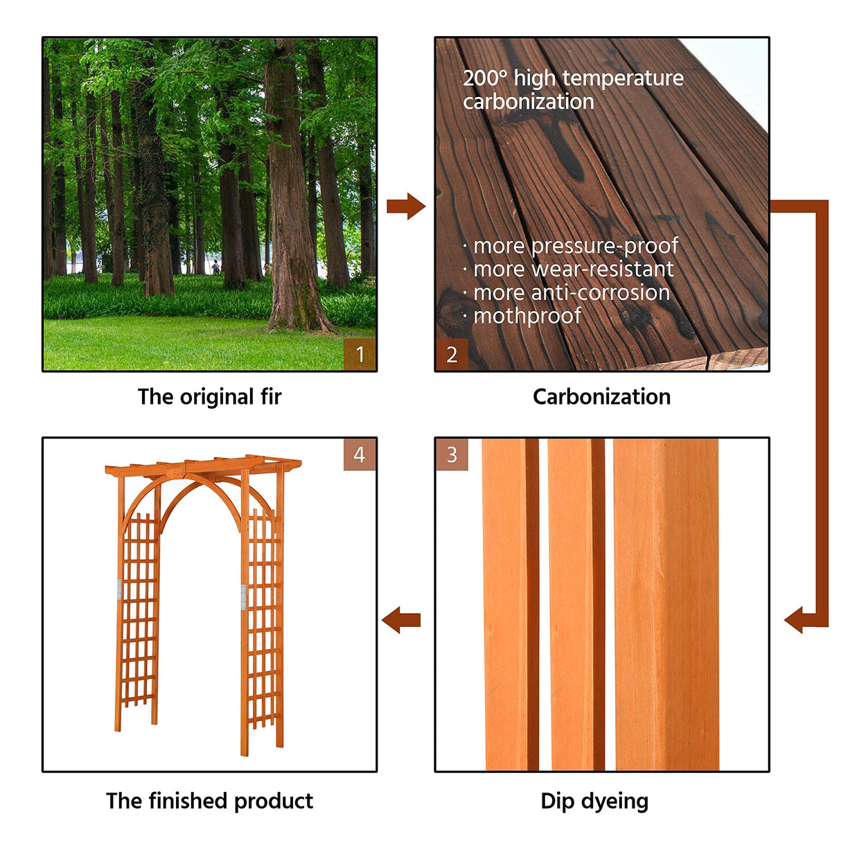 Yaheetech 85in Wooden Garden Arch Arbor Trellis for Backyard Patio Outdoor