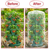 Warmfarm 2 Pcs Vertical Plant Pot Insect Netting,5-Tier Stackable Planter Garden Net Cover for Strawberry, Planter Pot Protection Mesh with Drawstring for Strawberry Herb Vegetable Flower Fruit