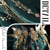 FRESHME Renaissance Butterfly Elf Fairy Crown - Fairy Headband with Pink Butterfly Wings Elf Headpiece with Tassel Elven Tiara Wedding Renfaire Dress Up Cosplay Christmas Accessories for Women