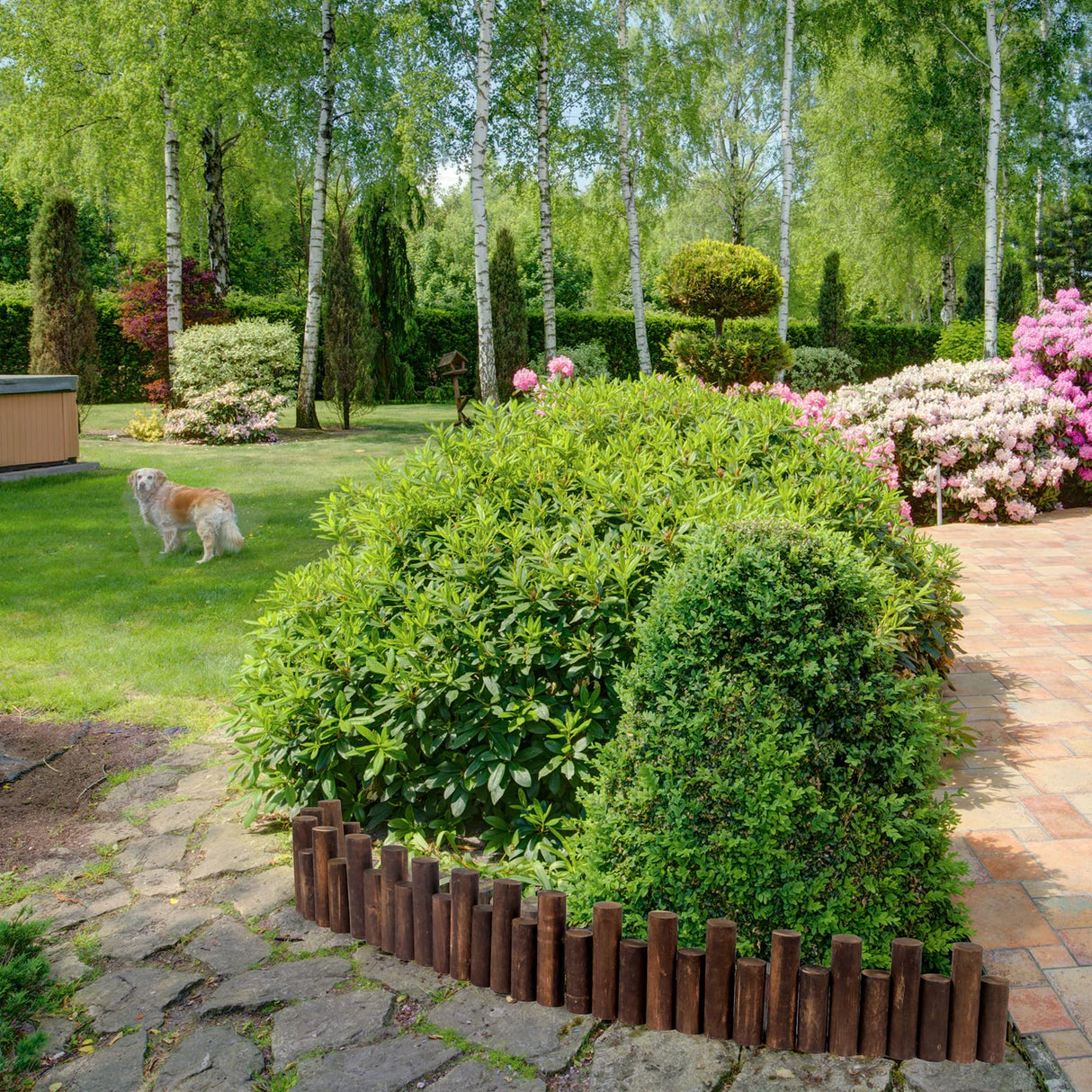 WORTH Wooden Log Rolls Garden Edging, 6.5" H x 47" L Landscape Lawn Border