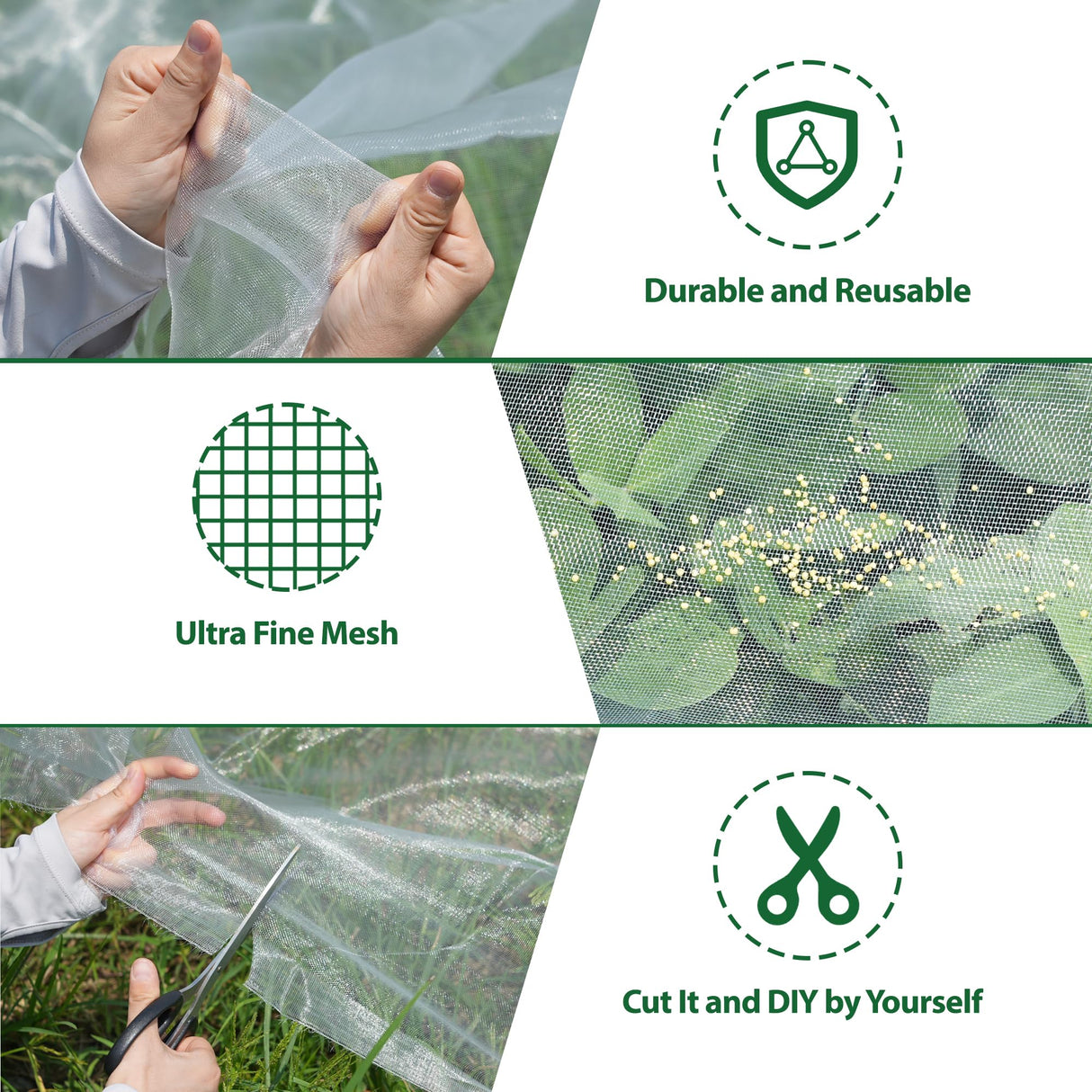 10 * 33FT Ultra Fine Garden Mesh Netting Pest Barrier, White Plant Covers for Outdoor Patio Greenhouse Crop Vegetables Fruit Flower Garden Protection, Row Covers Fabric Screen Insect Bug Bird Netting