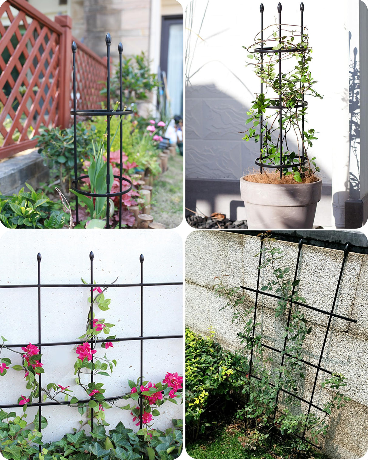 2-Pack Garden Trellis for Climbing Plants Outdoor Indoor, 47-Inch Adjustable Metal Trellis for Potted Plants, Tall Plant Support for Jasmine, Clematis and Other Climbing Flowers