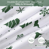 Printed Queen Size Sheet Sets, Christmas Holiday Bed Sheets Queen, Brushed Microfiber Fitted Sheet with 15" Deep Pocket for Queen Size Bed, Christmas Reindeer Patterned Sheets & Pillowcase Set
