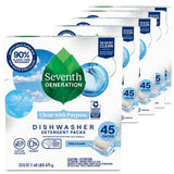 Seventh Generation Dishwasher Detergent Packs Free & Clear Pack of 5 for sparkling dishes Dishwasher tabs 45 count