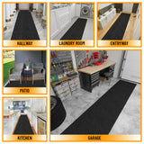 Ottomanson Commercial Scrape Rib Entry Mat – Heavy Duty Ribbed Floor Mat for High Traffic – Non Slip Rubber Back, Waterproof – Indoor Outdoor Use for Offices, Schools, Lobbies, 2'7" x 9', Black