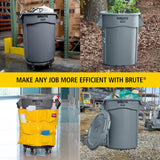 Rubbermaid Commercial Products BRUTE Heavy-Duty Round Trash/Garbage Can with Venting Channels, 32-Gallon, Gray, Wastebasket for Home/Garage/Bathroom/Outdoor/Driveway