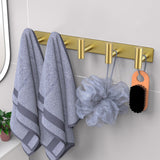 VAEHOLD Hat and Coat Wall Mount Rack - Hooks for Robes, Bags, Keys, and Towels - Bathroom Towel Hanger Organizer (Gold, “T“ Shape 5 Hooks 1 Pack)