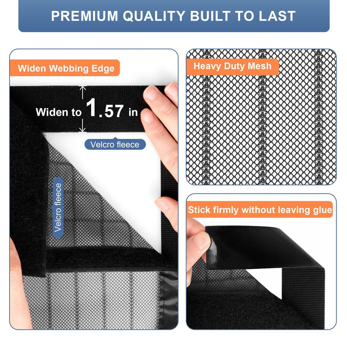 METAONLY Magnetic Screen Door Mesh Fits 36" x 80" Door - Curtain Size 38" x 82", Works for Patio, Sliding Door, Keeps Bug Mosquito Out, Fresh Air Flow, Black