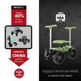 TheXceptional Wheelie Easy-Up | Wheeled Garden Stool with Handles Relieve Pain Getting Up and Down | Gardening Work-Seat with Wheels for Elderly Seniors | Made in USA by Vertex | Model EX530