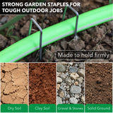 UNCO- Galvanized Landscape Staples, 8 Inch, 200 Pack, Garden Staples, U-Shaped Landscape Pins for Weed Barrier Cover, Ground Cover
