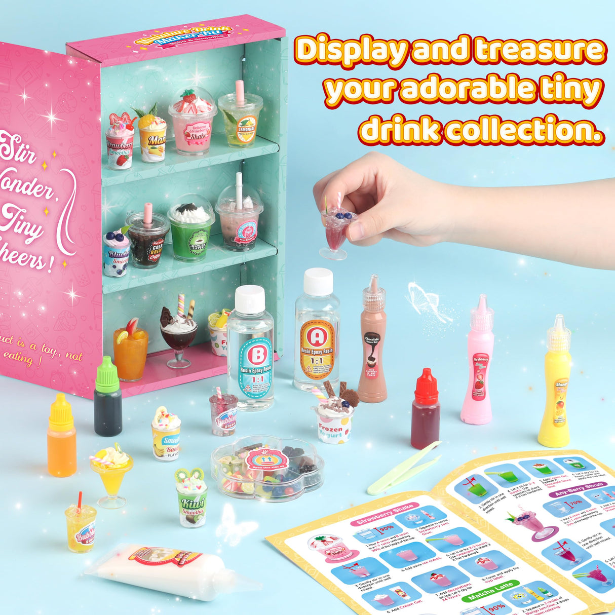 20 PCS Miniature Drink Marker Kit, Miniature Food Toys, Kitchen Pretend Food DIY Crafts Kits for Kids Ages 8-12, Girls Gift for Christmas, Birthday, Collectors, Resin Play, NOT Edible