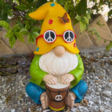 Mood Lab Garden Gnome - Hippie Drummer Gnome Figurine - 9.1 Inch Tall Funny Lawn Statue - for Outdoor or House Decor