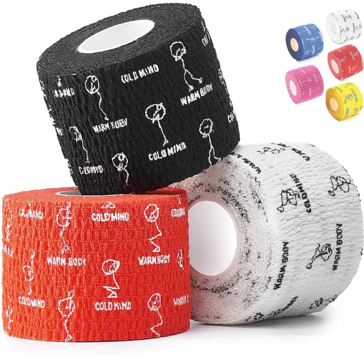WARM BODY COLD MIND Lifting Thumb Tape for Olympic Weightlifting - Hook Grip Tape for Powerlifting, Cross Training, Gym Tape, Workout, Weight Lifting Tape, Athletic Finger Wrap (Mix V1 3 Rolls)
