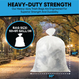 60-65 Gallon Clear Trash Bags | 50 Count | Large Clear Plastic Bags for Recycling, Garbage, and Commercial Use – Fits 60 Gallon and 65 Gallon Cans