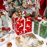 WRAPAHOLIC 30 Inch Christmas Wrapping Paper Roll - Jumbo Roll Red Green Gold and Silver Snowflakes Trees Holiday Collection with Metallic Foil Shine - 4 Rolls - 30 Inch x 120 Inch Per Roll