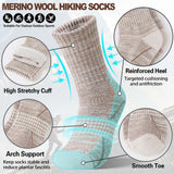 Sandsuced Merino Wool Hiking Socks Thermal Warm Winter Cozy Outdoor Crew Socks 5 Pairs Gift Stocking Stuffers for Women Men(Black/Khaki/Gray,M)