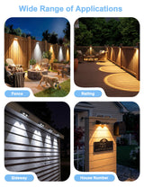 JOFIOS Fence Lights Solar Powered with Remote 12 Pack, Warm White, Cool White and RGB Color Glow LED Solar Lights Outdoor, Dusk to Dawn Solar Fence Lights for Patio, Backyard, Railing, Deck, and Wall