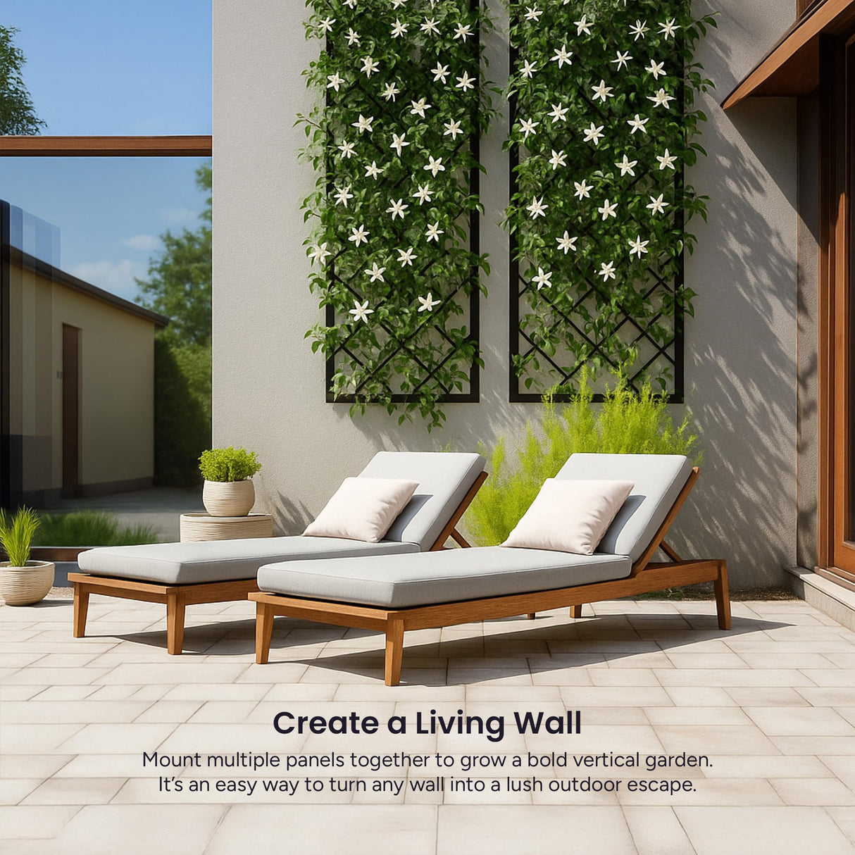 Giant Wall Trellis, 8 Foot Tall (96” high by 32” Wide), for Outdoor Climbing Plants, Sturdy Rectangular Shaped Metal Frame with Lattice Design