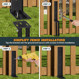 TANIVO 4 Pack Fence Post Anchor Repair Kit – Heavy Duty Steel Ground Stakes with Adjustable Width and Reinforced Base for Fixing Tilted or Broken Wooden Fence Posts